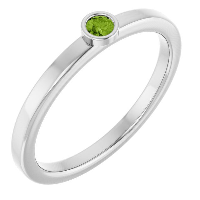 Sterling Silver 2.5 mm Natural Peridot Ring
