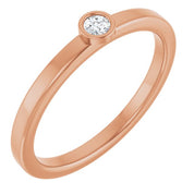 14K Rose 2.5 mm Natural White Sapphire Ring