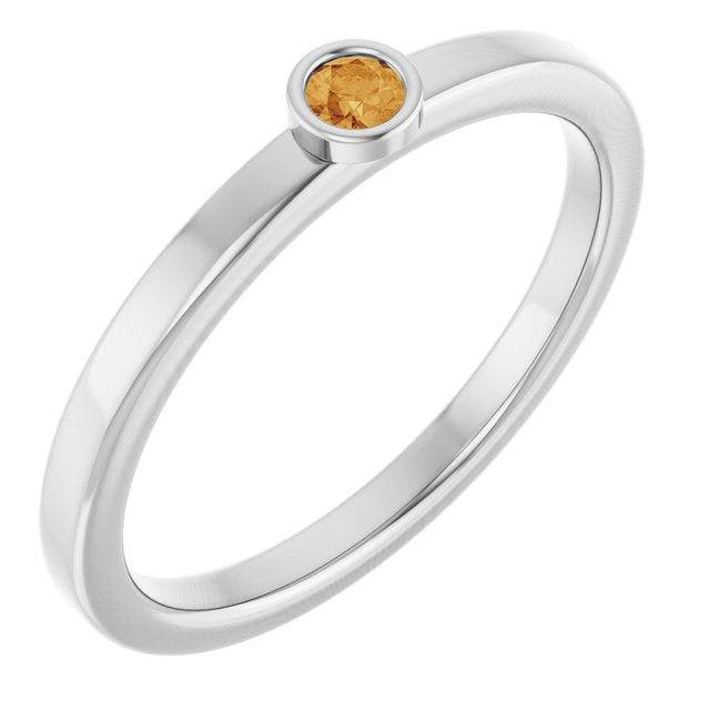 Platinum 2.5 mm Natural Citrine Ring