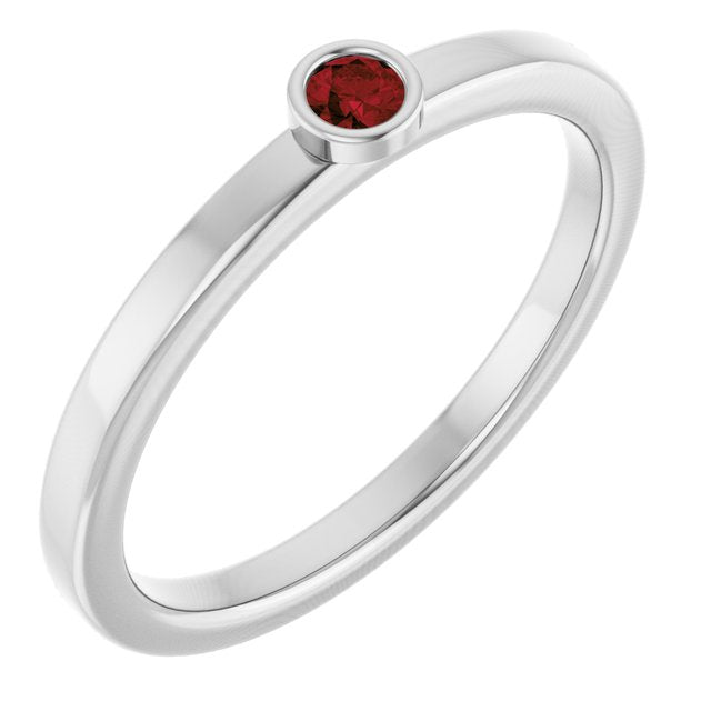Sterling Silver 2.5 mm Natural Mozambique Garnet Ring