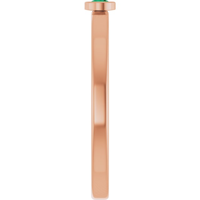 14K Rose 2.5 mm Lab-Grown Emerald Ring