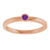 14K Rose 2.5 mm Natural Amethyst Ring