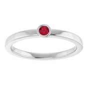 Sterling Silver 2.5 mm Natural Ruby Ring