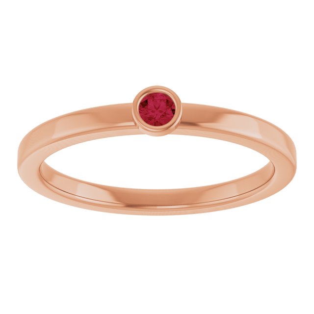 14K Rose 2.5 mm Lab-Grown Ruby Ring