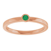 14K Rose 2.5 mm Natural Emerald Ring