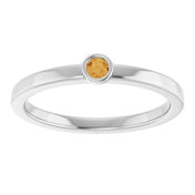 Platinum 2.5 mm Natural Citrine Ring