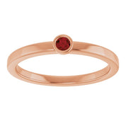 14K Rose 2.5 mm Natural Mozambique Garnet Ring