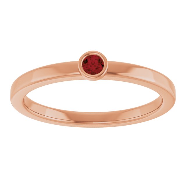 14K Rose 2.5 mm Natural Mozambique Garnet Ring