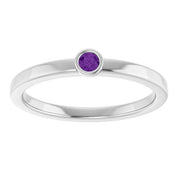 Sterling Silver 2.5 mm Natural Amethyst Ring