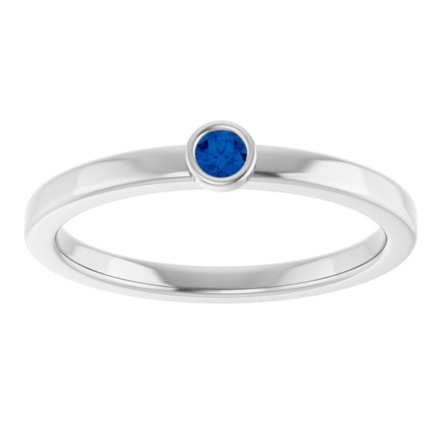 Platinum 2.5 mm Lab-Grown Blue Sapphire Ring