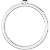 Sterling Silver 2.5 mm Natural Amethyst Ring