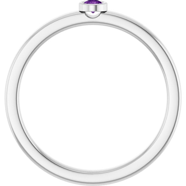Sterling Silver 2.5 mm Natural Amethyst Ring