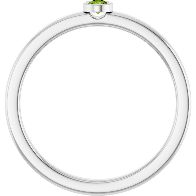 Sterling Silver 2.5 mm Natural Peridot Ring
