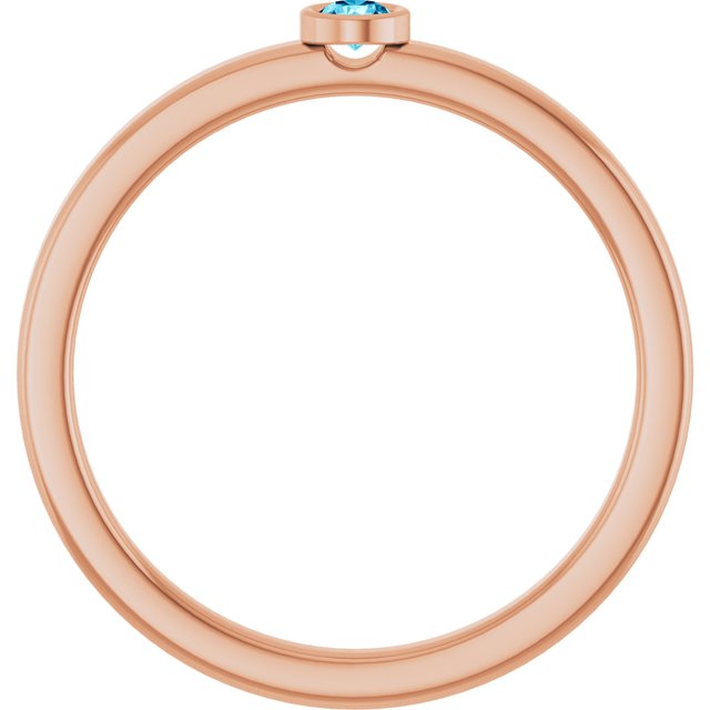 14K Rose 2.5 mm Natural Aquamarine Ring