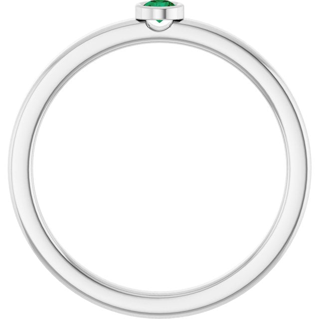Sterling Silver 2.5 mm Lab-Grown Emerald Ring