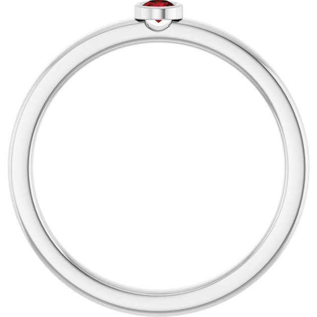 Sterling Silver 2.5 mm Natural Mozambique Garnet Ring