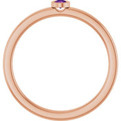 14K Rose 2.5 mm Natural Amethyst Ring