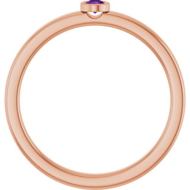 14K Rose 2.5 mm Natural Amethyst Ring