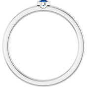 Sterling Silver 2.5 mm Lab-Grown Blue Sapphire Ring