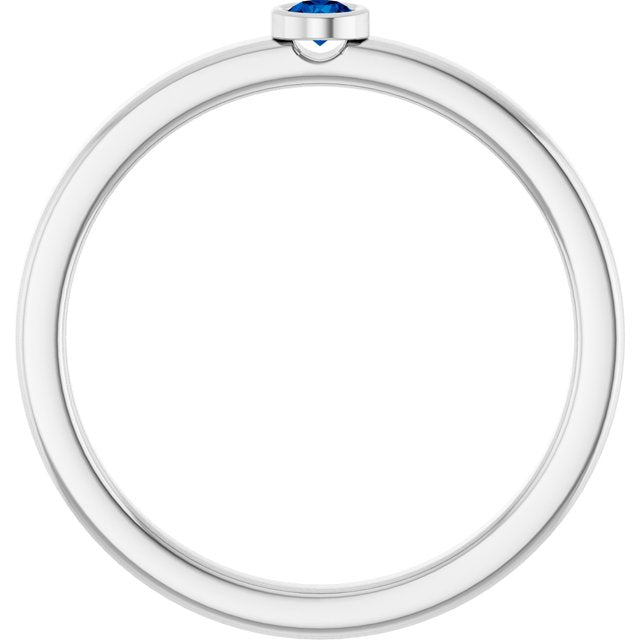 Platinum 2.5 mm Lab-Grown Blue Sapphire Ring