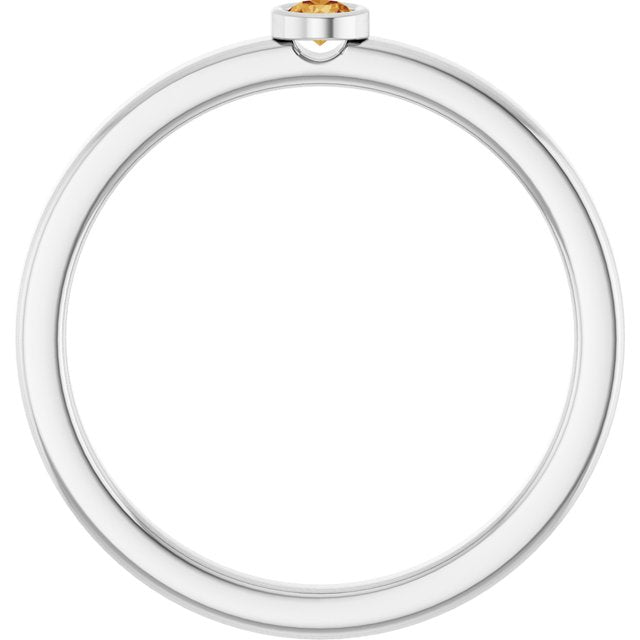 Platinum 2.5 mm Natural Citrine Ring