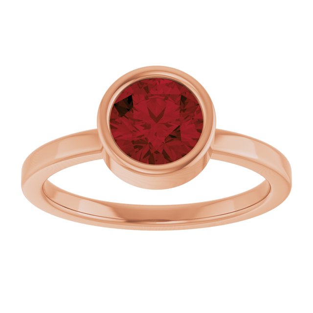 14K Rose 6.5 mm Natural Mozambique Garnet Ring