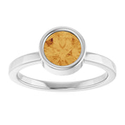 Platinum 6.5 mm Natural Citrine Ring