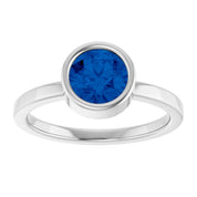 Sterling Silver 6.5 mm Lab-Grown Blue Sapphire Ring