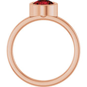 14K Rose 6.5 mm Natural Mozambique Garnet Ring