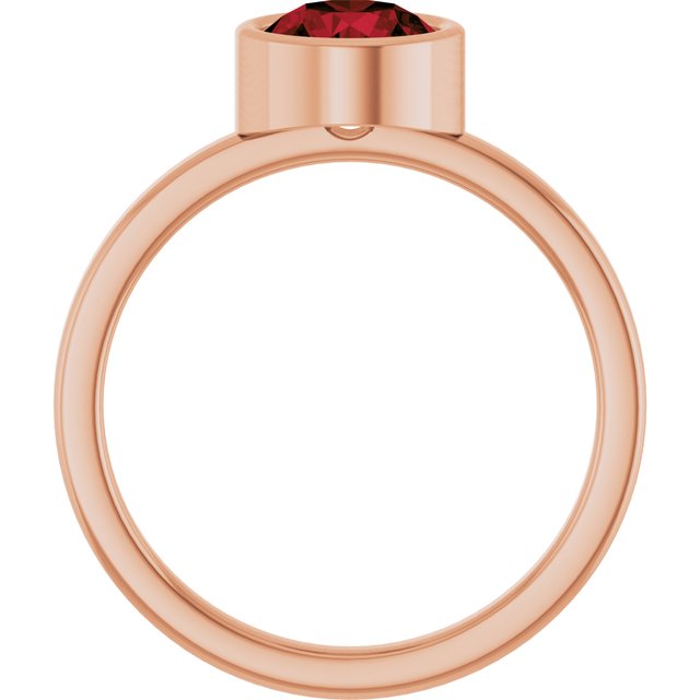 14K Rose 6.5 mm Natural Mozambique Garnet Ring