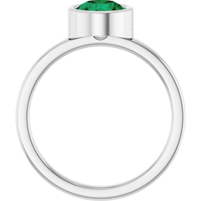 Platinum 6.5 mm Lab-Grown Emerald Ring