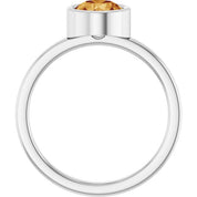 Platinum 6.5 mm Natural Citrine Ring
