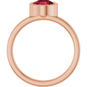 14K Rose 6.5 mm Lab-Grown Ruby Ring