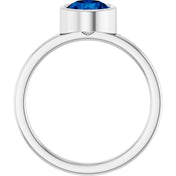 Sterling Silver 6.5 mm Lab-Grown Blue Sapphire Ring