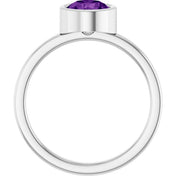 Platinum 6.5 mm Natural Amethyst Ring