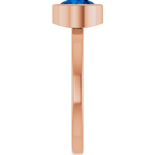 14K Rose 6.5 mm Natural Blue Sapphire Ring