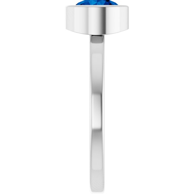 Sterling Silver 6.5 mm Lab-Grown Blue Sapphire Ring