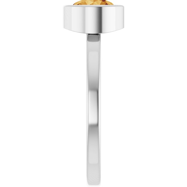 Platinum 6.5 mm Natural Citrine Ring