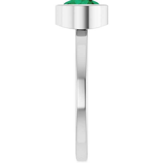 Platinum 6.5 mm Lab-Grown Emerald Ring