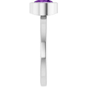 Platinum 6.5 mm Natural Amethyst Ring