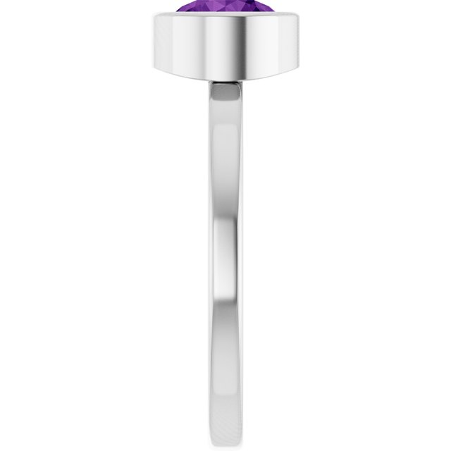 Platinum 6.5 mm Natural Amethyst Ring