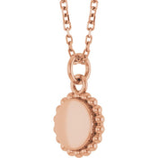 14K Engravable Beaded Disc Necklace 16-18" Adjustable Length