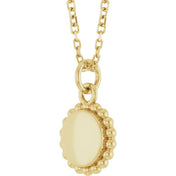 14K Engravable Beaded Disc Necklace 16-18" Adjustable Length