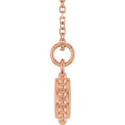 14K Engravable Beaded Disc Necklace 16-18" Adjustable Length