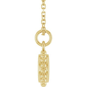 14K Engravable Beaded Disc Necklace 16-18" Adjustable Length