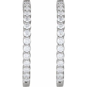 14K White 4 CTW Lab-Grown Diamond Inside-Outside Hinged 36 mm Hoop Earrings