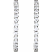 14K White 4 CTW Lab-Grown Diamond Inside-Outside Hinged 36 mm Hoop Earrings
