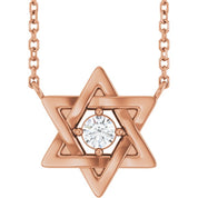 14K Rose 1/10 CT Natural Diamond 16" Necklace