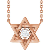 14K Rose 1/10 CT Lab-Grown Diamond 16" Necklace