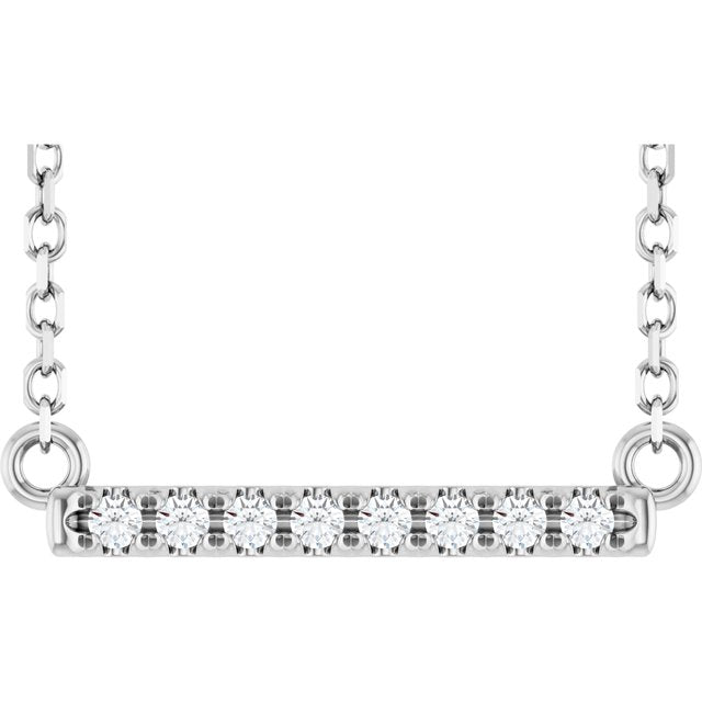 14K White .06 CTW Natural Diamond Bar 18" Necklace